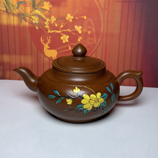 Vintage China Yixing Purple Clay Teapot Zisha Ceramic Exquisite Painted Teaware