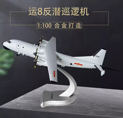 1:100 42CM China Y-8 Anti Submarine Patrol Aircraft Diecast Military Scout Model