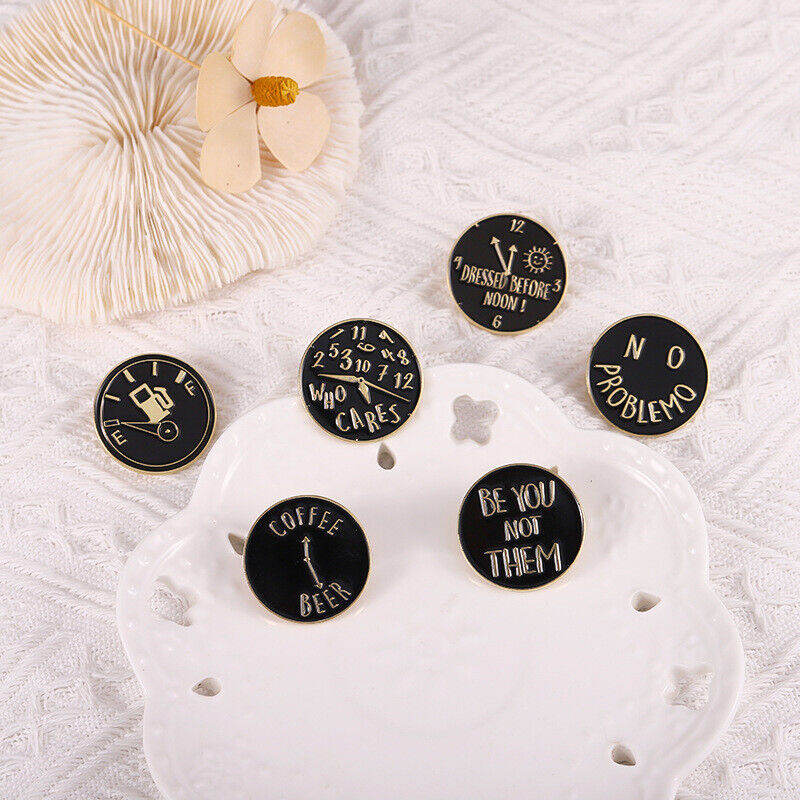 Punk Letter Enamel Pin Lapel Collar Pin Corsage Round Brooch Bag Hat Accessories