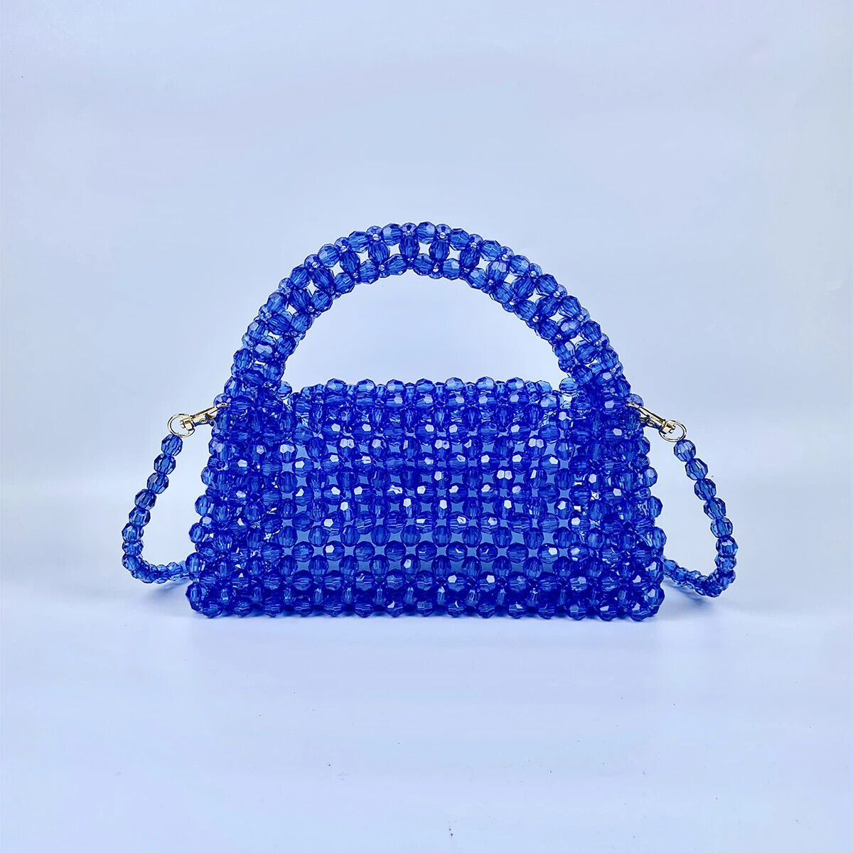 Beaded Knitted Pillow Type Handheld Crossbody Dual Purpose Acrylic Bag