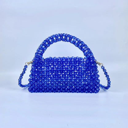 Beaded Knitted Pillow Type Handheld Crossbody Dual Purpose Acrylic Bag