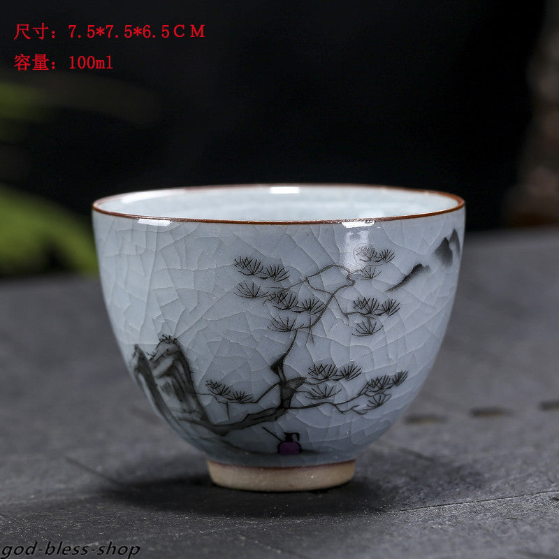 Ruyao Master Cup Crackle Glaze Handpainted Tea Cup 100ml Chinese Kungfu Tea Cups
