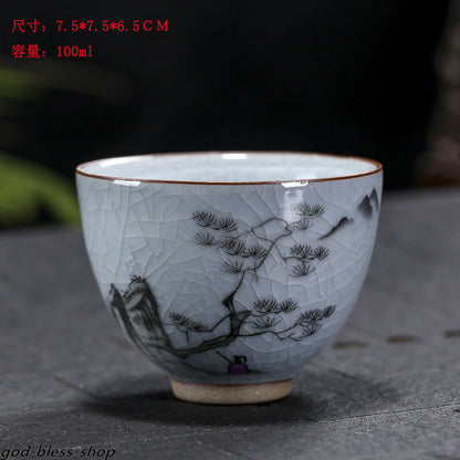Ruyao Master Cup Crackle Glaze Handpainted Tea Cup 100ml Chinese Kungfu Tea Cups