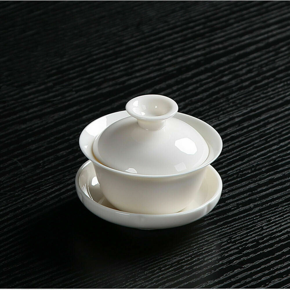 Mini White Porcelain Gaiwan Chinese Gongfu Tea Brewing Lidded Cup 70ml Puer Tea