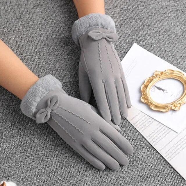 New Womens Cycling Cashmere Sheepskin Winter Warm Blue Short Gloves Nine Colors