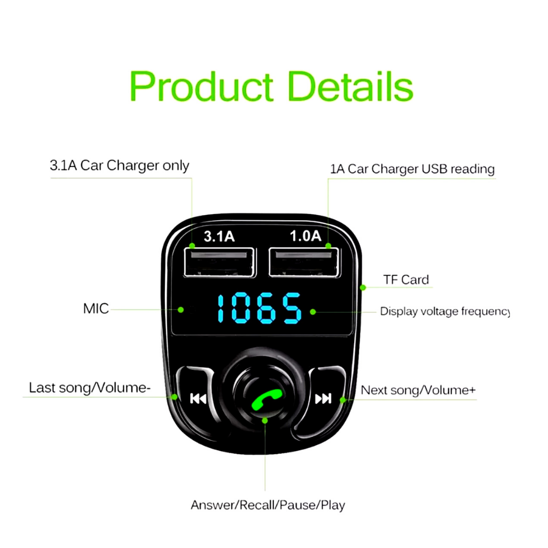 2 x Wireless Bluetooth Car AUX Stereo Audio Receiver A2DP FM Adapter Transmitter