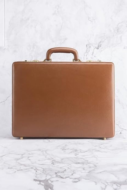 New Leather Travel Briefcase with Combination Lock Office Business Handbag