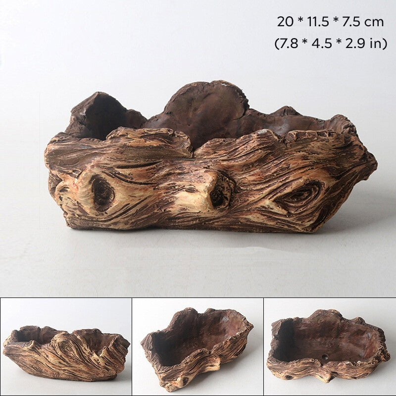 Cement Made Rustic Bonsai Pot Indoor/Garden Shallow Flower Pots Small Large