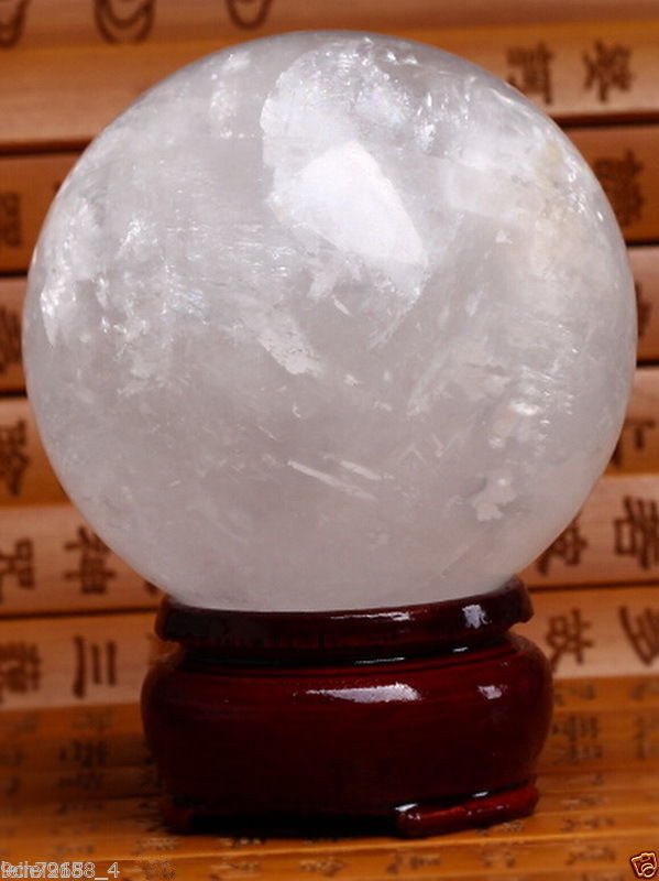 75MM Natural White Calcite Quartz Crystal Sphere Ball Healing Gemstone AAA