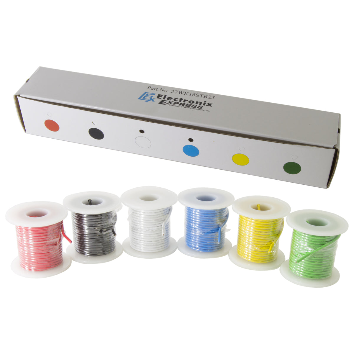 16 Gauge Stranded Hook-Up Wire Kit, Includes Six Different Color 25 Foot Spools