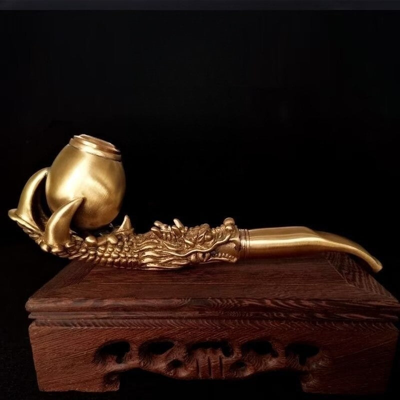 5.9" New Pure Copper Handmade Dry Pipe Dragon Claw Art Removable Cleaning Filter