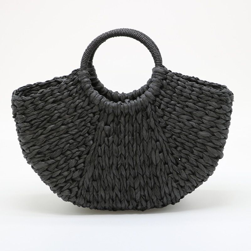 Handmade Bag Beach Weaving Paper Straw Bag Wrapped Beach Bag Moon Shaped Bag 1PC