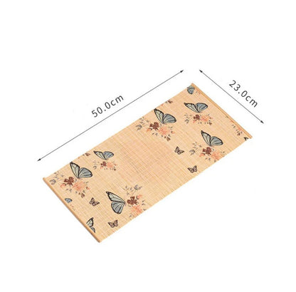 50cm Bamboo Woven Table Decorative Heat Insulation Mat Butterfly Print Tea Mat