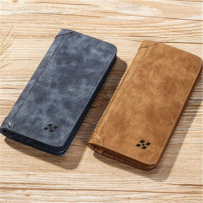 PU Leather Men's Leather Wallet Clutch Purse Male Clamps Cash Clip Billfold Bag