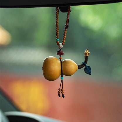 Natural Gourd Car Pendant Olive Pit Lotus Beaded Rearview Mirror Ornament