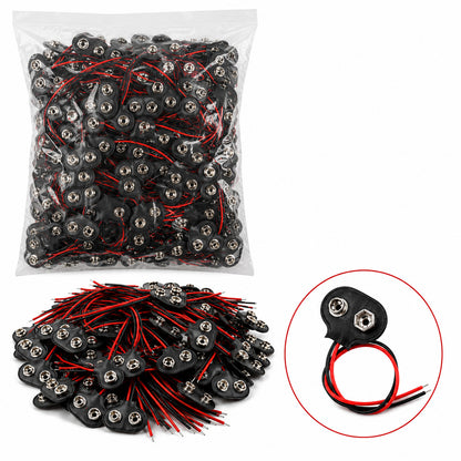 9v Battery Snap T-Type with Wire Leads - Pack of 100