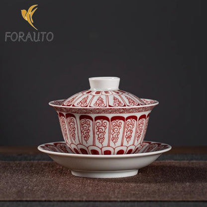 Chinese Flower Scroll Ceramic Taiwan 160ml 5.4oz Handmade Kung Fu Tea Set -