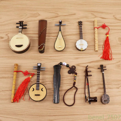 Miniature Guzheng Model Mini Musical Instrument Desktop Ornaments Chinese Gifts