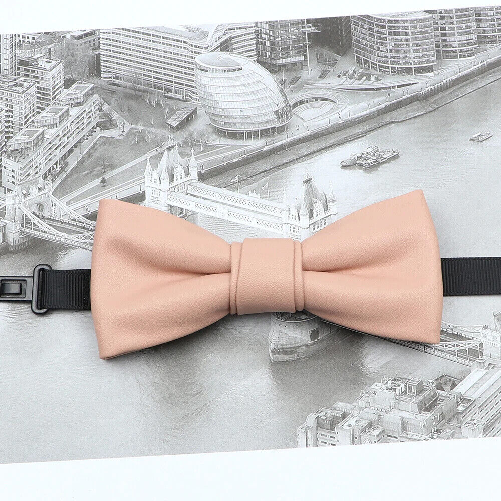 Men Bow Tie PU Leather Patchwork Female Necktie Adult Cravate Wedding Party Wear