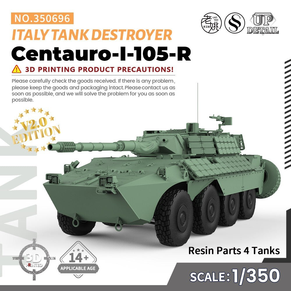 SSMODEL SS350696 1/350 Military Model Kit Italy Centauro-I-105-R Tank Destroyer