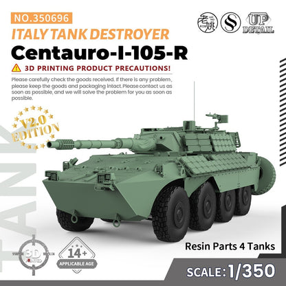 SSMODEL SS350696 1/350 Military Model Kit Italy Centauro-I-105-R Tank Destroyer