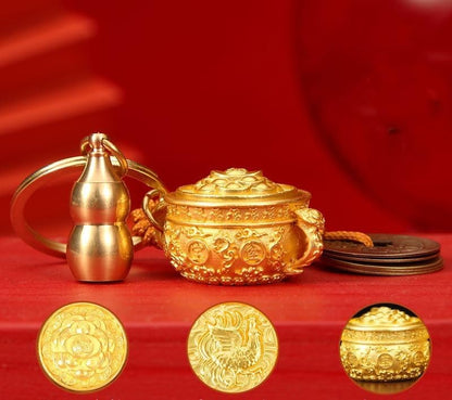 New Good Luck Keychain Feng Shui Amulet Medallion Safe Luck Pendant Key Chain