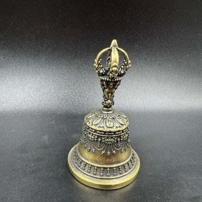 China Tibetan Antique Copper Statue Demon Subduing Golden Bell Vajra Pestle