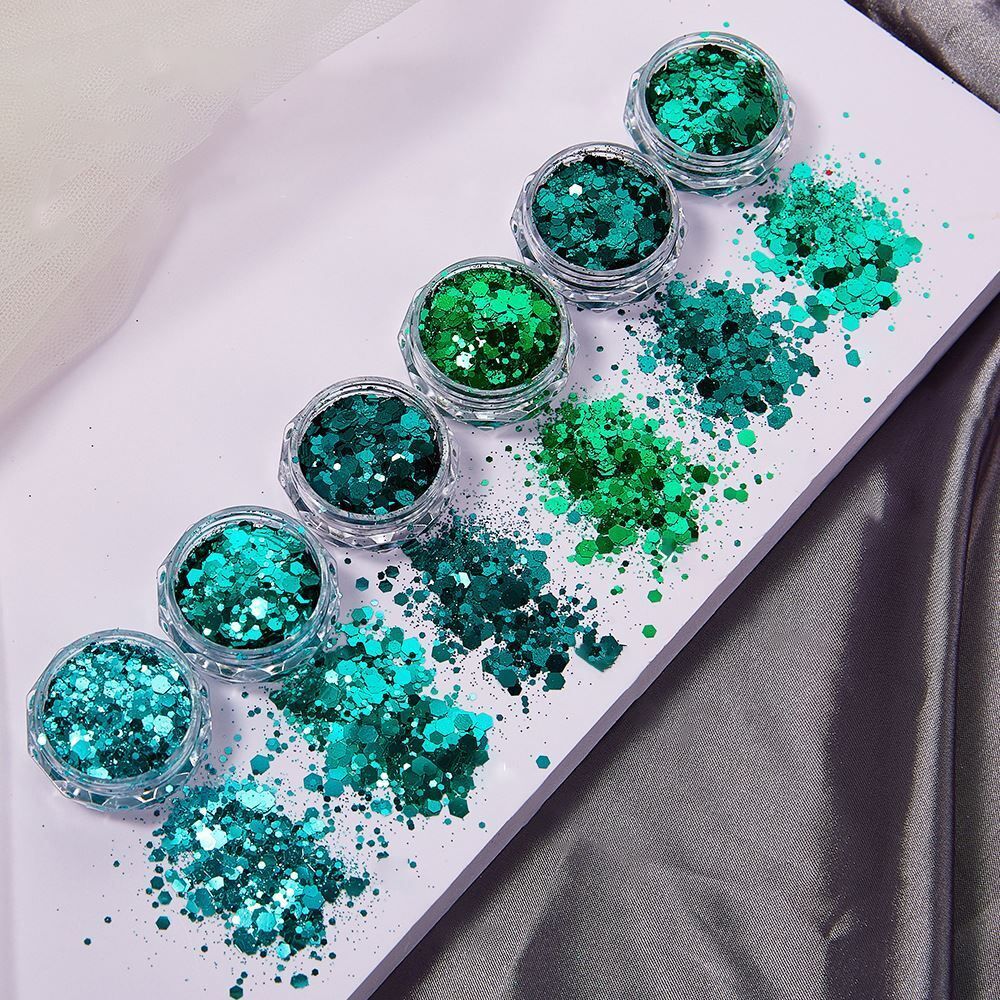 Nail Art 6Pcs Sequins Glitter Hexagon Flakes DIY Epoxy Silicone Mold Filling Kit