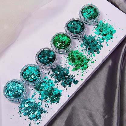Nail Art 6Pcs Sequins Glitter Hexagon Flakes DIY Epoxy Silicone Mold Filling Kit
