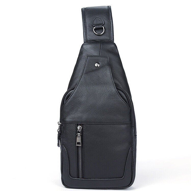 100% Genuine Leather Crossbody Bag Chest Bag Hiking Sling Backpack Shoulder Bags