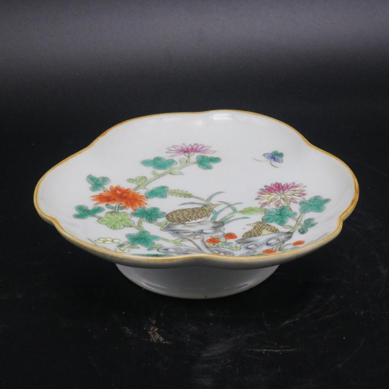 Old Chinese Qing Tongzhi porcelain Color Painted flower & bird plate