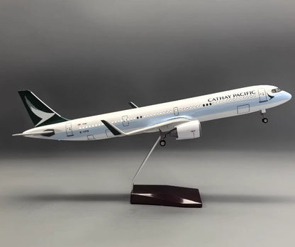 47CM 1:95 CATHAY PACIFIC AIRBUS A321NEO Airplane Led Sound Light Resin Model