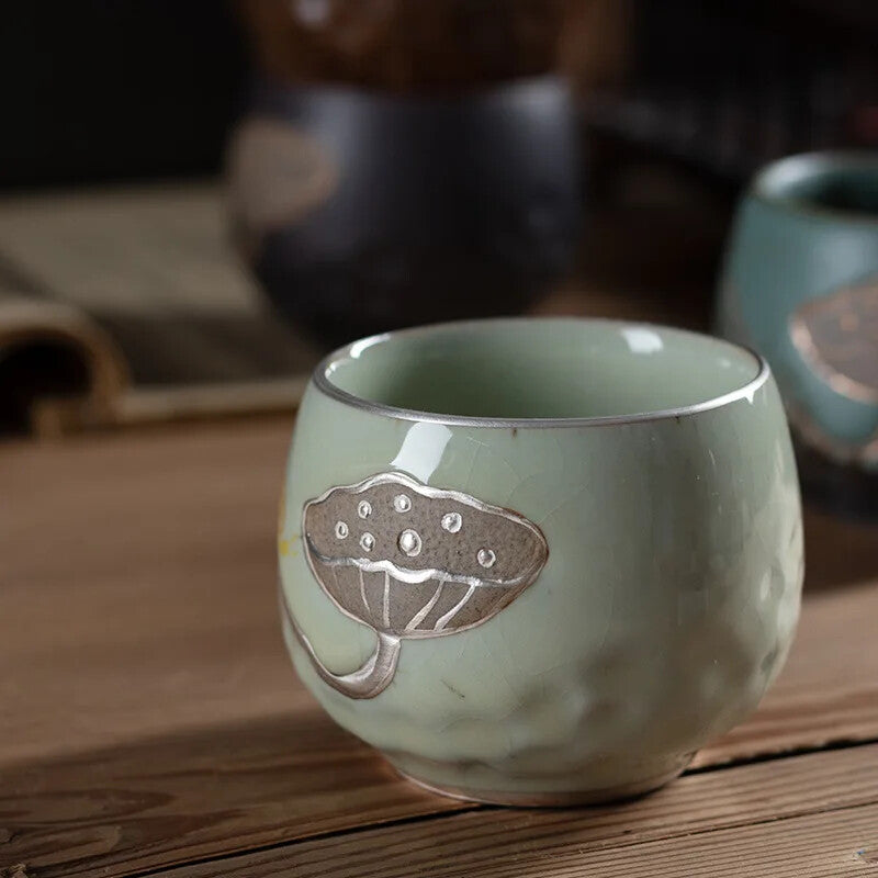 Kung Fu Tea Cup Single Cup Ceramic Master Cup Teacup Handmade Cool Vintage Coars
