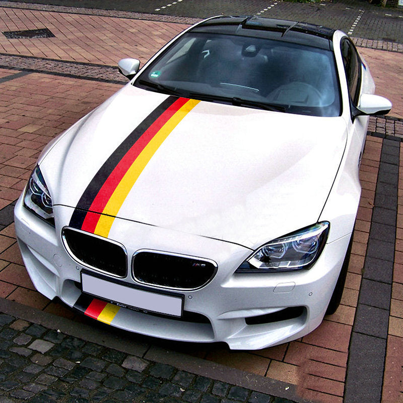 Custom Tricolor Racing Stripe Car Hood Sticker For All Models Vinyl Bonnet Decal