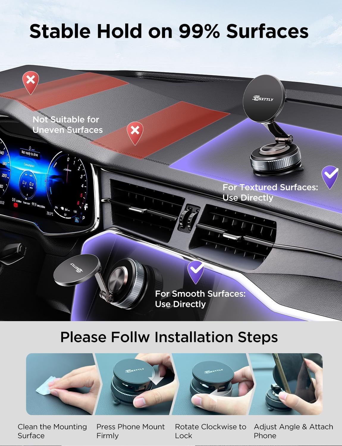 Car Phone Holder Magnetic Phone Mount for Car 360°Adjustable 2026 Phone Holders
