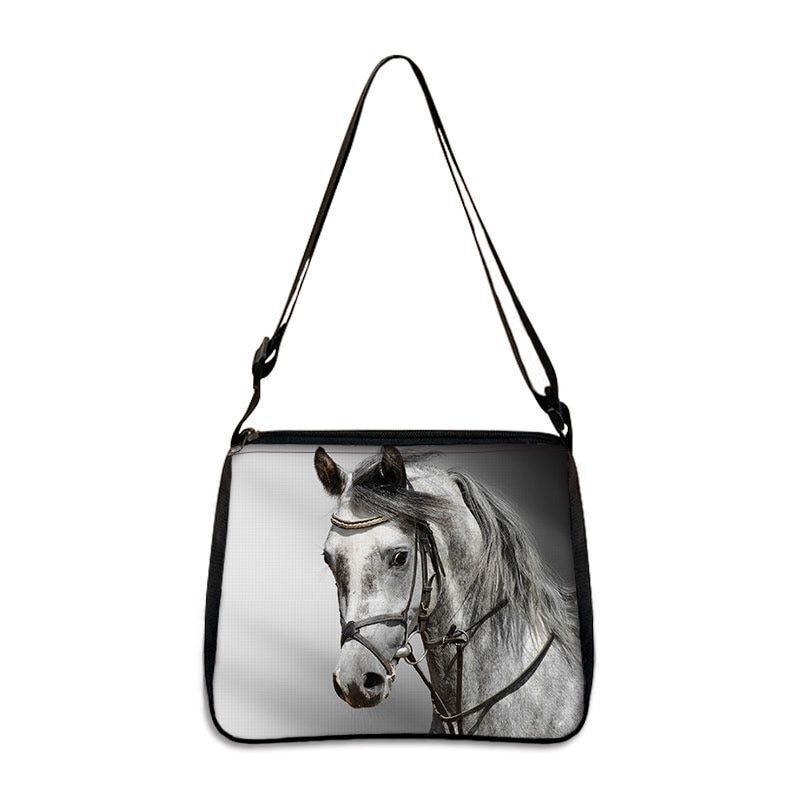 Horse Print Handbag Canvas Shoulder Bag Messenger Bags Travel Crossbody Nylon