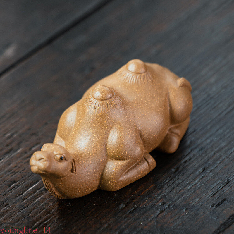 Purple Clay Tea Pet Camel Statue Tea Figurine Desktop Ornaments Handmade