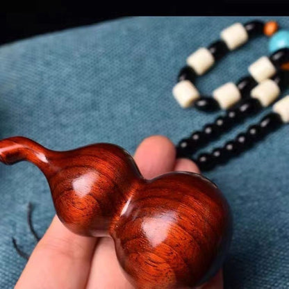 Red Sandalwood Gourd Pendant 3.03in Handheld Wenwan Car Hanging Wood Craft