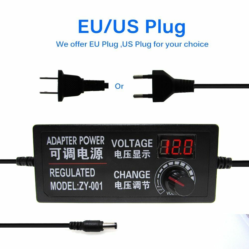 Adjustable Power Adapter AC To DC Power Supply 3V 5V 6V 9V 12V 15V 18V 24V 1A 2A
