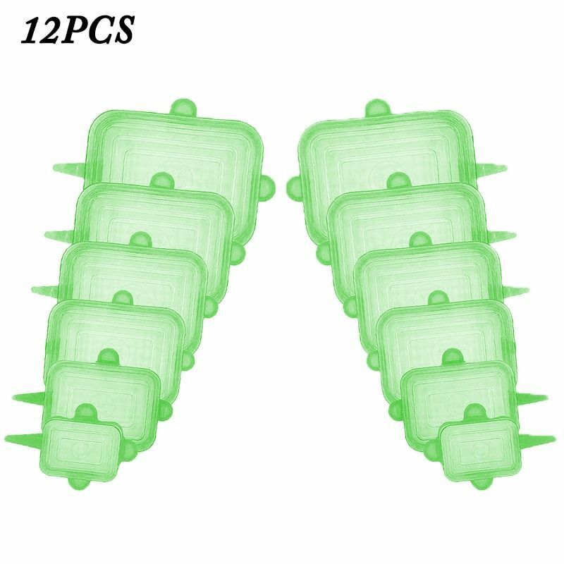 Silicone Stretch Food Cover 12pcs Reusable Elastic Adjustable Bowl Lid Universal