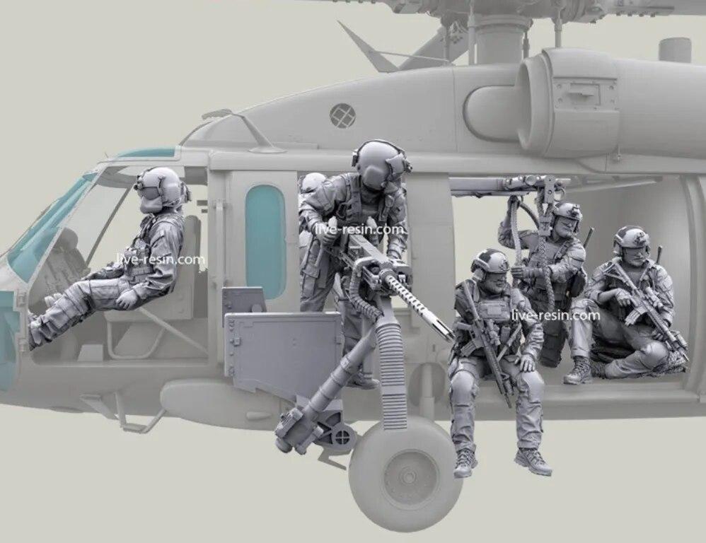 1/35 Resin Figure Kit 7pcs Modern US Army Soldiers (no Helicopter) Unpainted