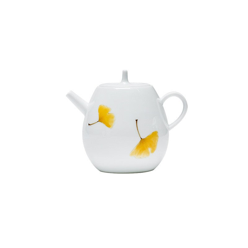 Chinese Tea Pot Ceramic Handmade White China Master Pot Handpainted Tea Brewer
