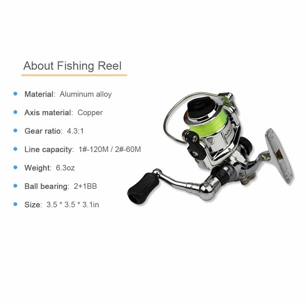 Fishing Rod Reel Pen 1M / 1.4M Pocket Collapsible Combo Mini Kit 7 Colors Shape