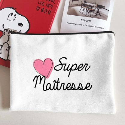 Canvas Makeup Bag White Cosmetic Beauty Organizer Toiletry Storage Pouch Purse