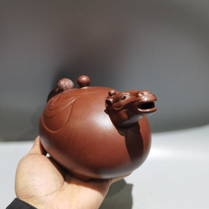 Vintage Chinese Yixing Purple Clay Teapot Zisha Ceramic Carving Nice Teaware Art