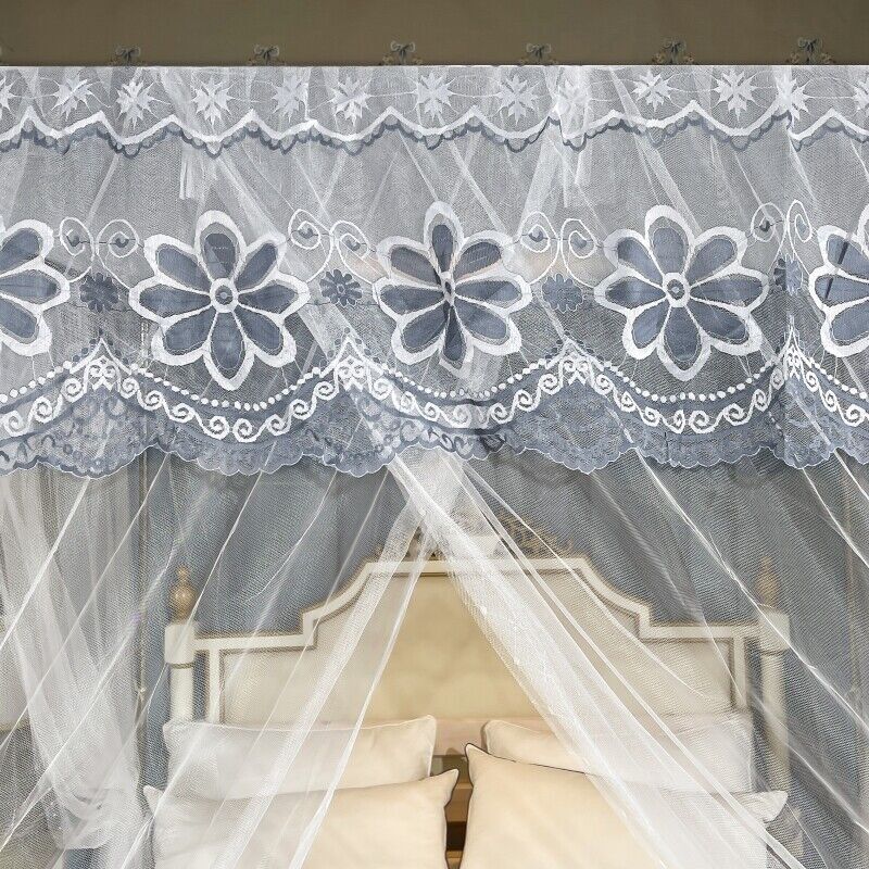 Bed Canopy Anti Mosquito Bed Netting Embroidered Valances With Frames Queen King