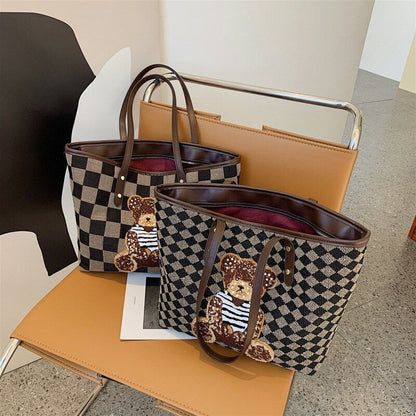 Cartoon Bear Shoulder Bag Large Handbag Tote Bag Luxury Purse 40*25*12 CM 0.3 KG