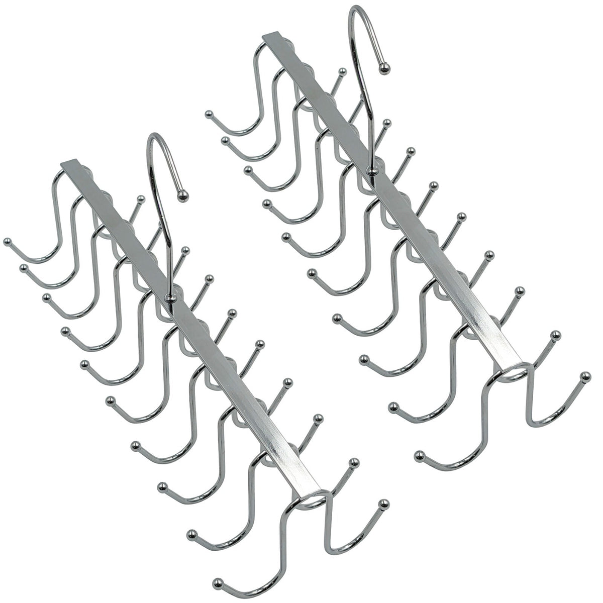 2 Pack 20-Hook Chrome Closet Hangers for Belts, Ties, Bras, Scarves