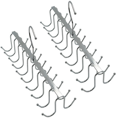2 Pack 20-Hook Chrome Closet Hangers for Belts, Ties, Bras, Scarves