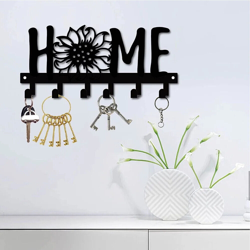 1pc Sunflower and Letter Design Metal Key Holder for Wall - Multi-Purpose Porch